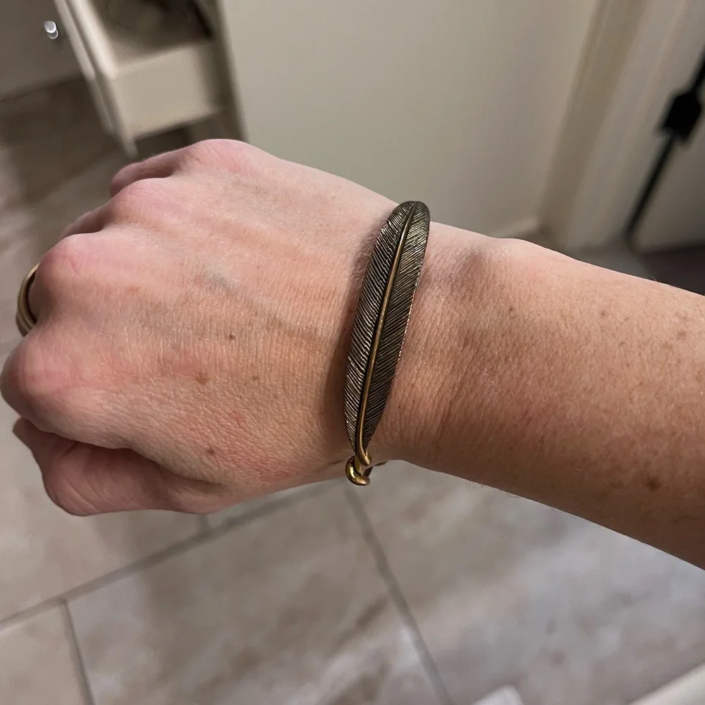Alex & Ani Gold Feather Bangle Bracelet - Picture 4 of 4